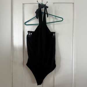 Gaze Black Bodysuit One Piece with Textured Fabric